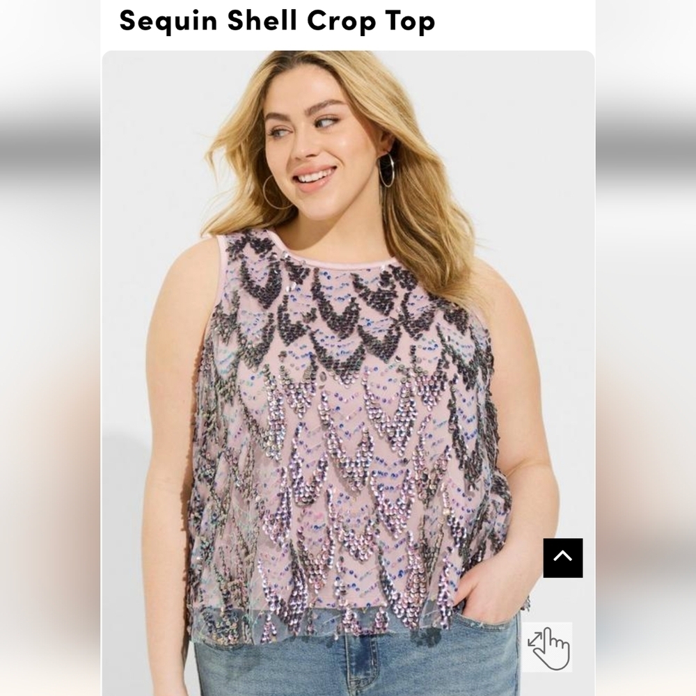 Torrid Sequin shell Mermaid scale crop top  Silver Purple Sequins Plus Sz 4x